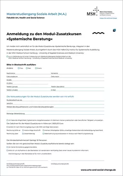 Anmeldung zu den Modul-Zusatzkursen »Systemische Beratung« zum Herunterladen